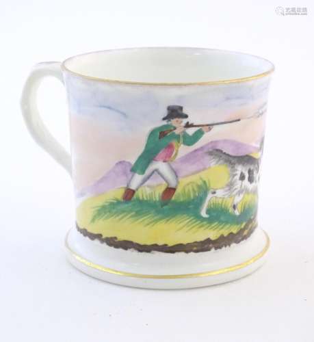 A Staffordshire mug decorated with a landscape sce…