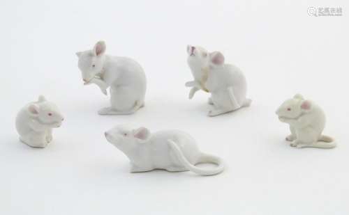 Five Continental miniature models of mice, each mo…