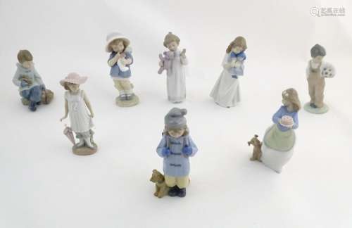 Eight Nao figures comprising Travelling Girl with …