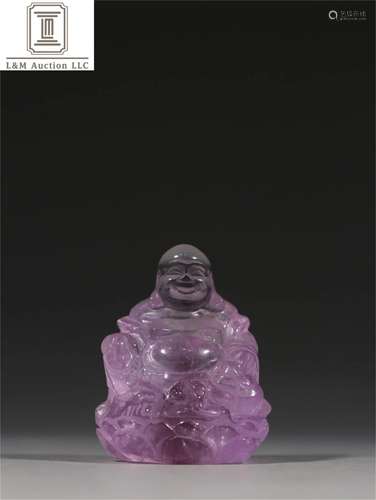 A Chinese Carved Rock Crystal Maitreya Buddha Statue