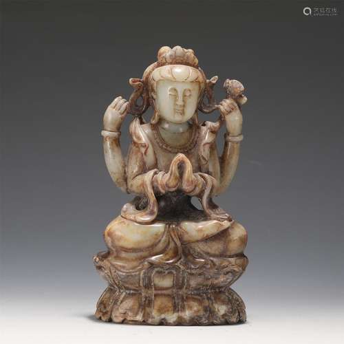 A Jade Carved Avalokitesvara Statue