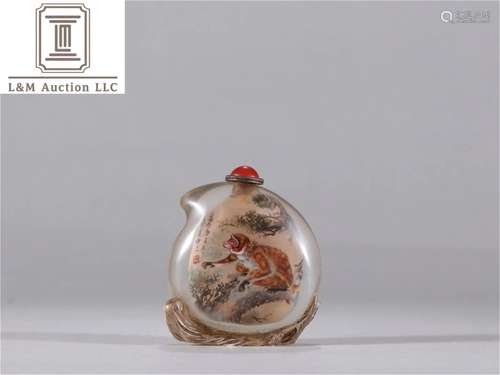 A Chinese Colored Glazed Monkey Patterned Snuff Bottle