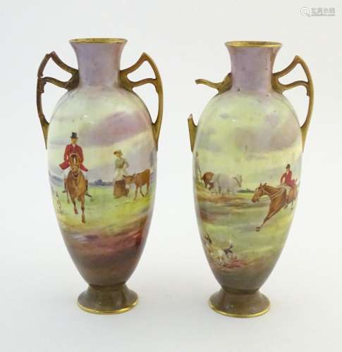 Two Royal Doulton vases decorated with hand painte…