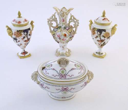 Four Continental items comprising two Coalport lid…