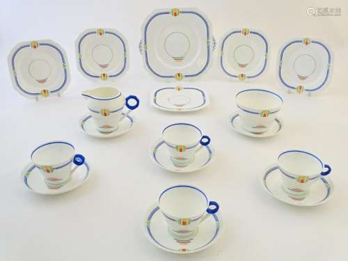 A quantity of Art Deco tea wares comprising 4 tea …