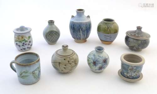 Nine studio pottery items by Eeles Pottery of Dors…