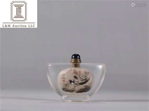A Chinese Colored Glazed Snuff Bottle with Flower and