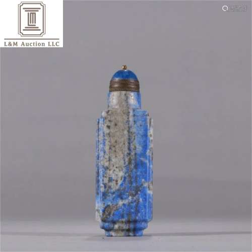 A Chinese Carved Lapis Snuff Bottle