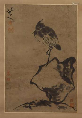 A Chinese Painting of Bird on Rock