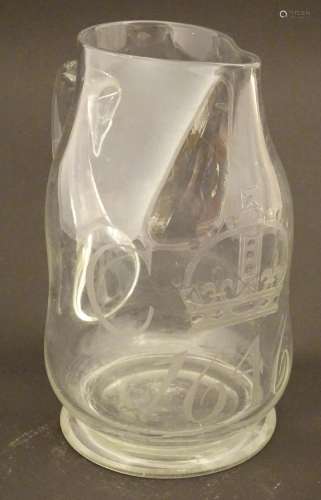 A Victorian glass jug in the form of a 17th C leat…
