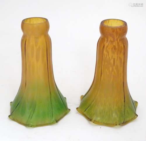 Two Art Nouveau light / lamp shades, of flared for…