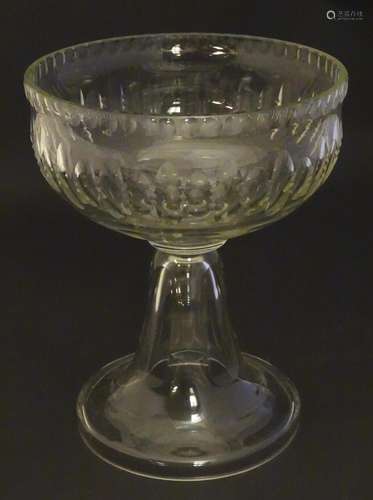 A tall cut glass pedestal bowl 7 1/2" diameter x…