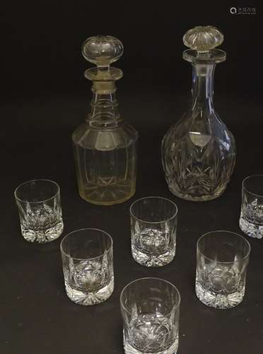 A Georgian three-ring decanter, together with a Vi…