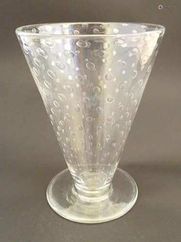 A Webbs glass vase of conical form with bubble inc…