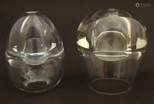 Two unusual glass items both of two sectional form…