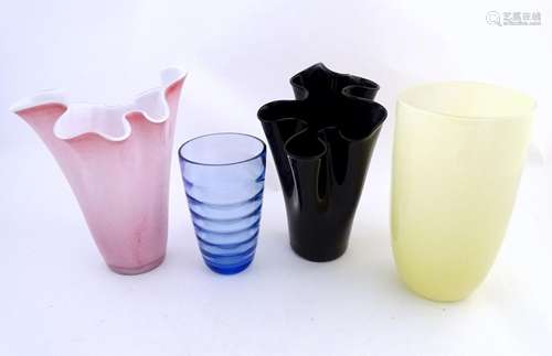 Four assorted glass vases to include one in the m…