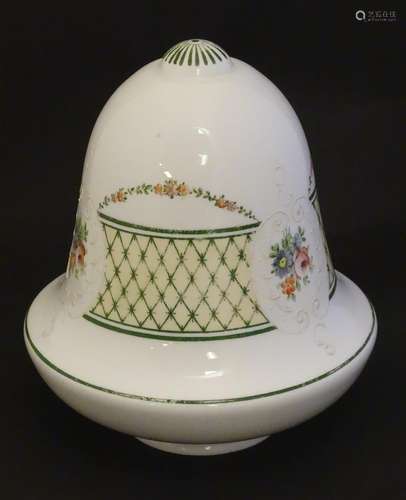 A Victorian milk glass shade of bell / acorn form …