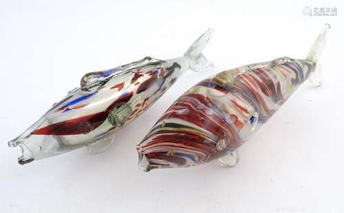 Two studio art glass models of fish. In the Murano…