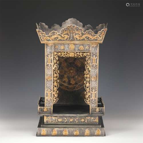 A Gilt Silver Buddha Niche