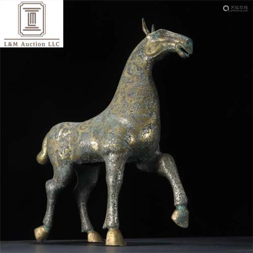 A Chinese Gilt Bronze Horse Decoration