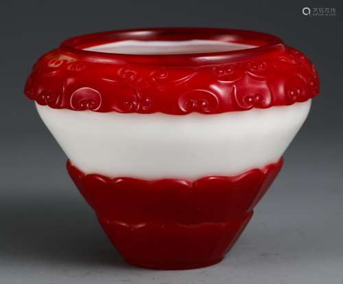 A Red and White Peking Glass Vase