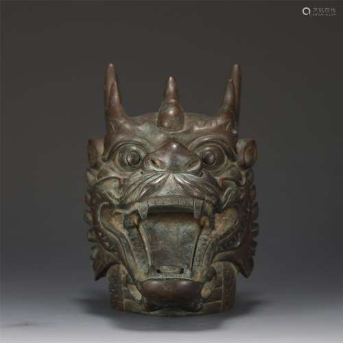 A Bronze Dragon Head Decoration