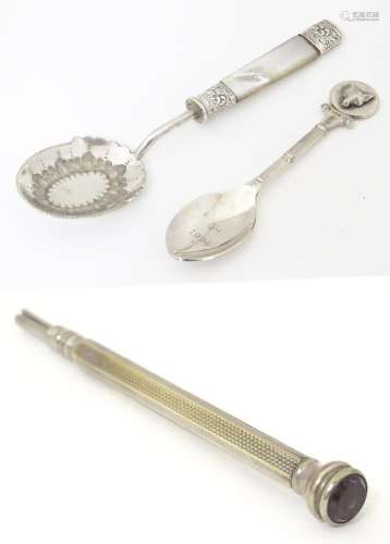 A silver plated jam / preserve spoon with mother o…