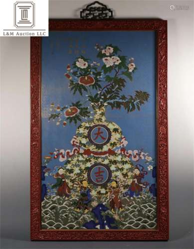 A Chinese Cloisonne Hanging Screen with Flower