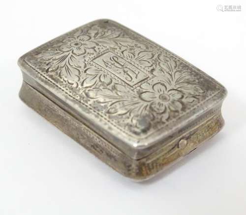 A William IV silver vinaigrette with engraved deco…