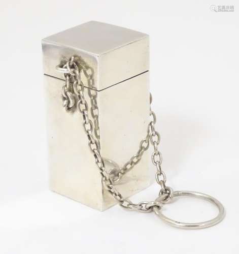 A silver box on chatelaine chain hallmarked Birmin…