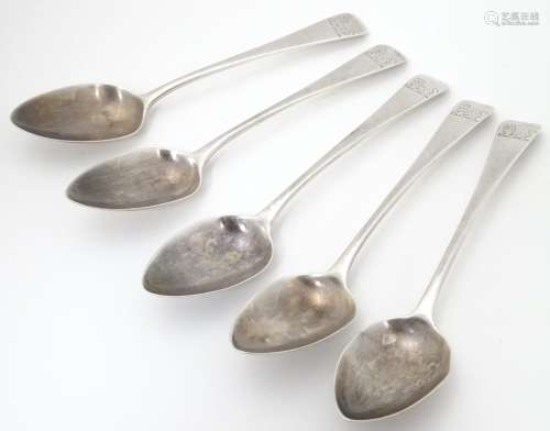 A set of five silver spoon, hallmarked London 1810…