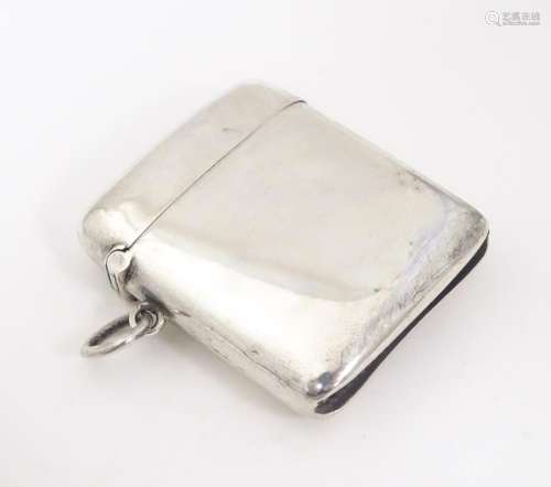 A Continental .950 silver vesta case of shaped for…