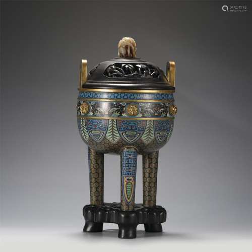 A Tripod Cloisonne Enamel Incense Burner