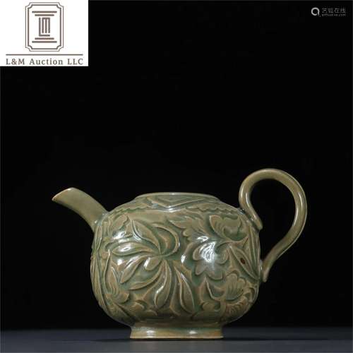 A Chinese Yaozhou Kiln Flower Patterned Teapot