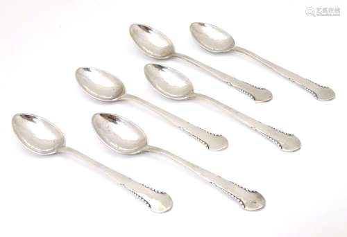 A set of six Danish silver teaspoons, maker Christ…