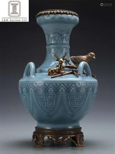 A Chinese Celadon Glazed Porcelain Vase