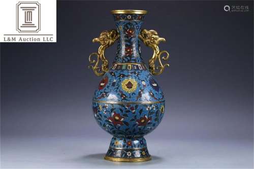 A Chinese Cloisonne Double Ear Vase