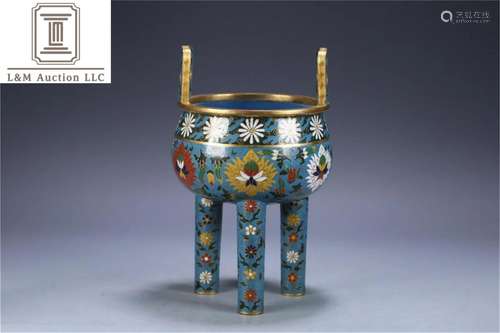 A Chinese Cloisonne Incense Burner with Flower