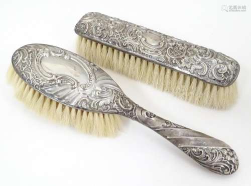 Two Victorian silver backed brushes, one hallmarke…