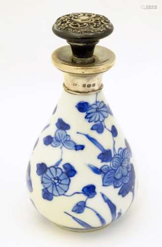 A small Chinese blue and white vase with hand pain…