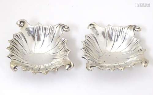 A pair of Victorian silver salts / butter shells, …
