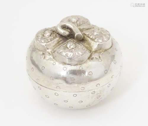 A white metal novelty box formed as a gourd. Appro…