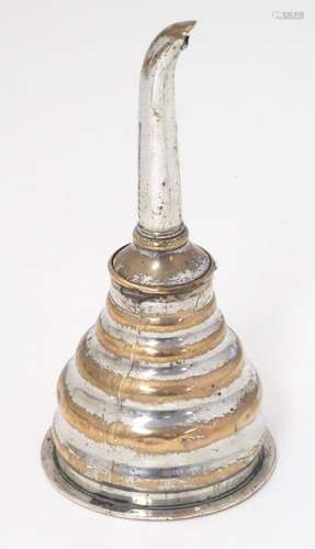 An Old Sheffield Plate two sectional wine funnel. …