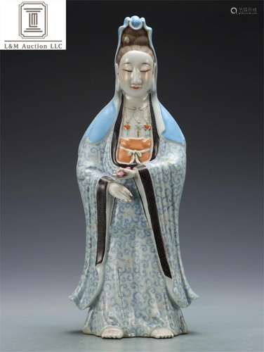 A Chinese Famille Rose Porcelain Buddha Statue