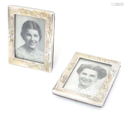 Chinese Export Silver : Two photograph frames with…