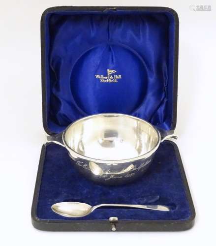 A silver porringer hallmarked Sheffield 1937 maker…