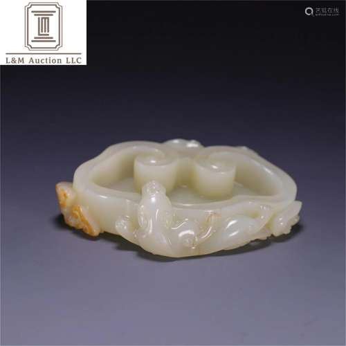 A Chinese Carved Jade Brush Washer