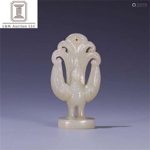 A Chinese Carved Jade Decoration with Dragon & Phoenix