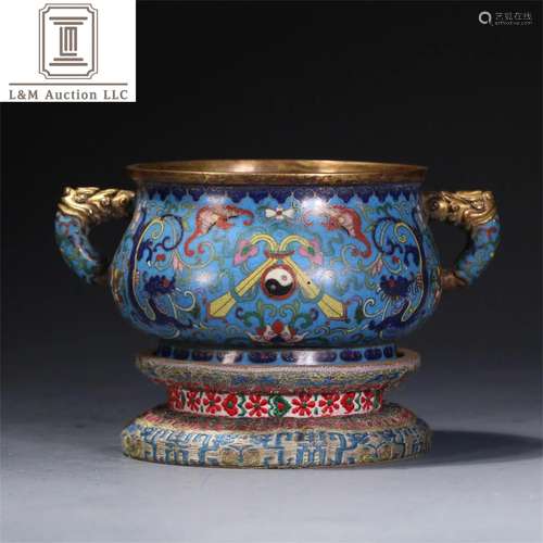 A Chinese Cloisonne Dragon Incense Burner