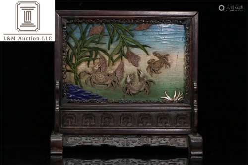 A Chinese Zitan Wood Table Screen